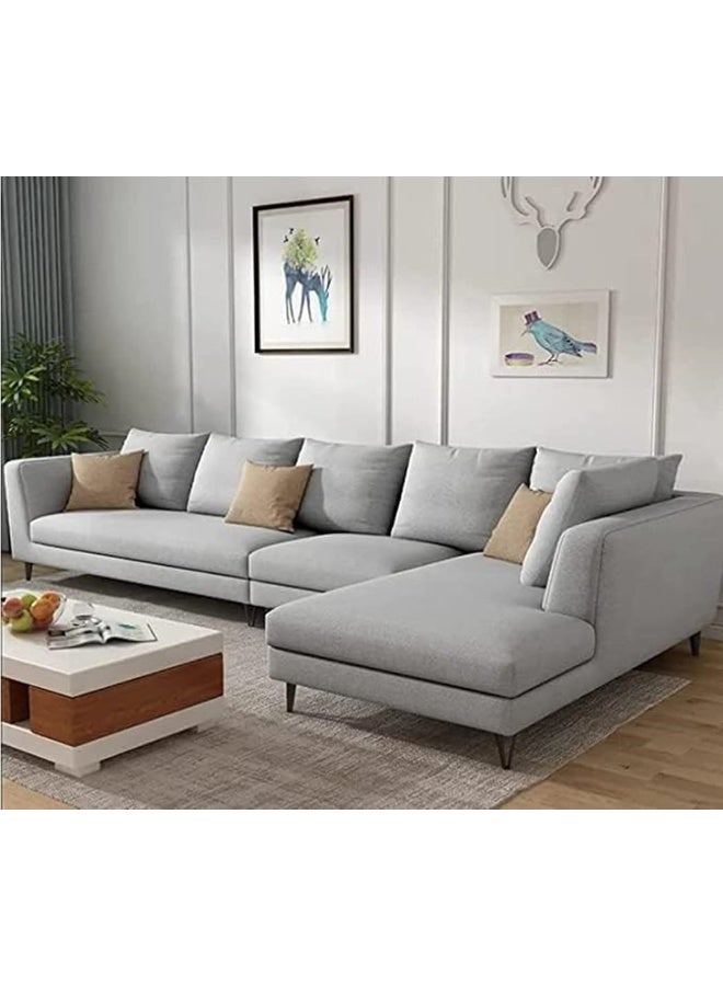 Comfynest Nordic style L shape wooden sofa set designs living room, drawing room office school sofa set (left, Light Grey)  - Image 1