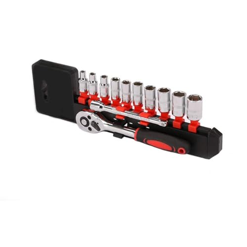 YWHWLX 12-Piece 1/4" Ratchet Socket Wrench Set, Drive Socket Set of 10 4-13mm Socket Quick Release Ratchet Handles and Extensions - Image 1