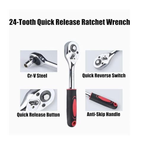 YWHWLX 12-Piece 1/4" Ratchet Socket Wrench Set, Drive Socket Set of 10 4-13mm Socket Quick Release Ratchet Handles and Extensions - Image 3