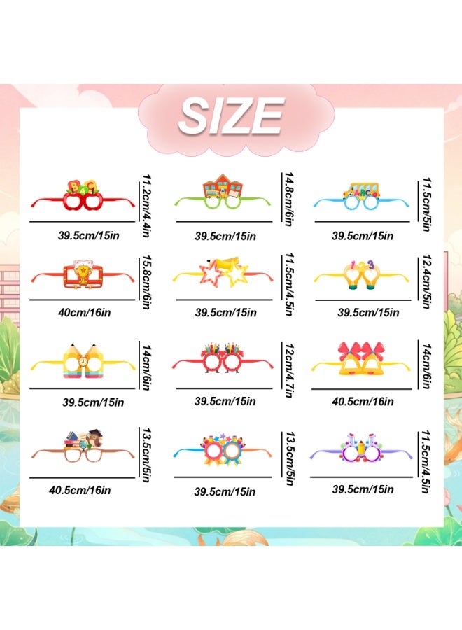 FRUITFUL PARTY 12pcs Back to School Paper Eyeglasses Party Decoration Masks Cosplay Decoration Supplies Back to School Paper Glasses, First Day of School Eyeglasses Photo Props for Welcome Back to School Decorations - Image 2