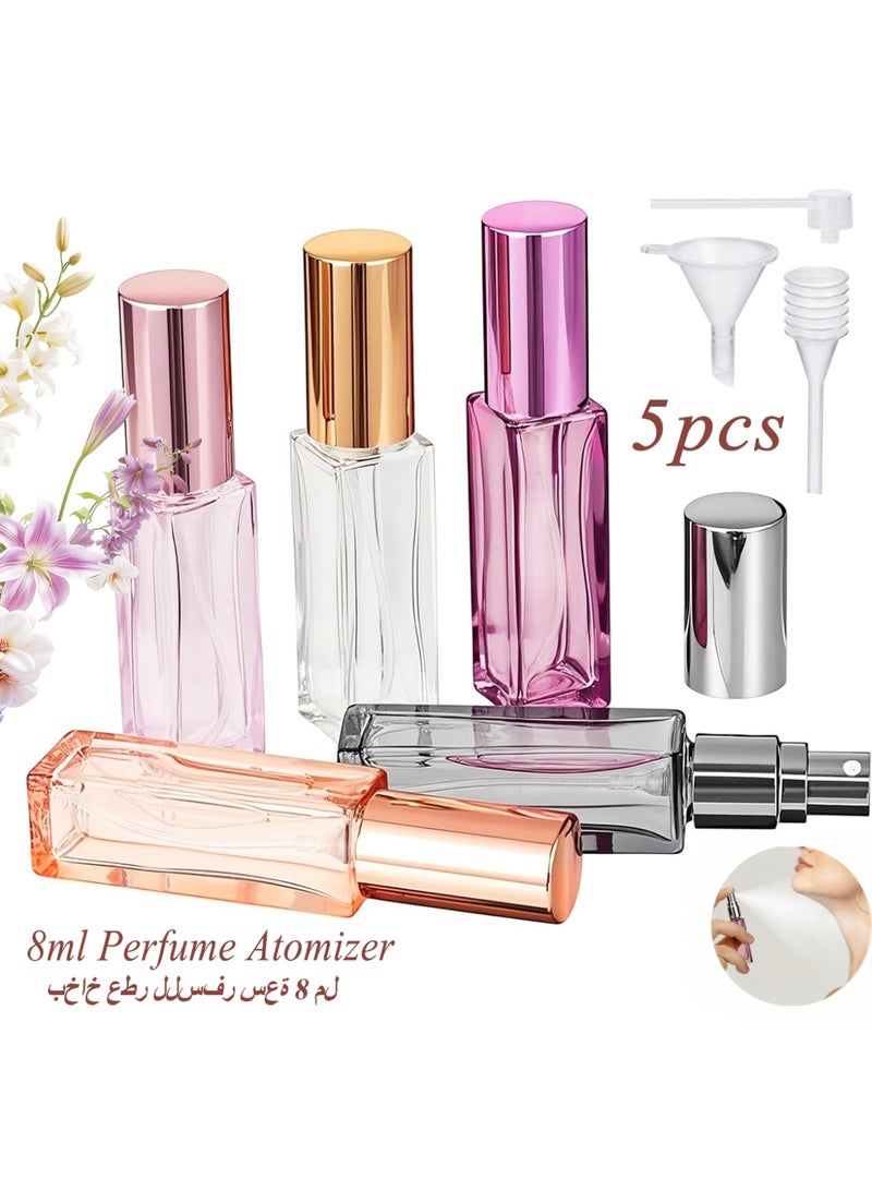YALONG 5Pcs Travel Perfume Atomizer, 8.5ML Portable Perfume Bottles Refillable, Empty Glass Spray Bottles for Dispensing Cologne Toiletries, Fine Mist Sample Bottle Sprayer Toiletries Sample Dispenser for Traveling Outgoing - Image 1