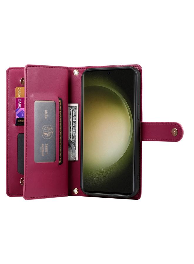 S-TOP Case For Samsung Galaxy S23 Ultra 5G Nine Card-slot Zipper Wallet Bag Leather Phone Case - Image 3