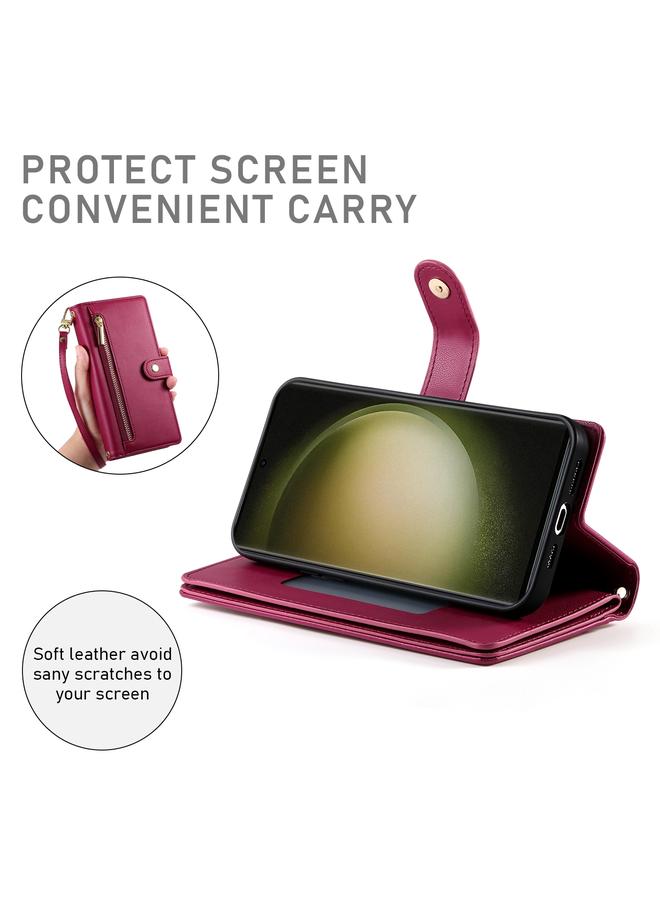 S-TOP Case For Samsung Galaxy S23 Ultra 5G Nine Card-slot Zipper Wallet Bag Leather Phone Case - Image 4