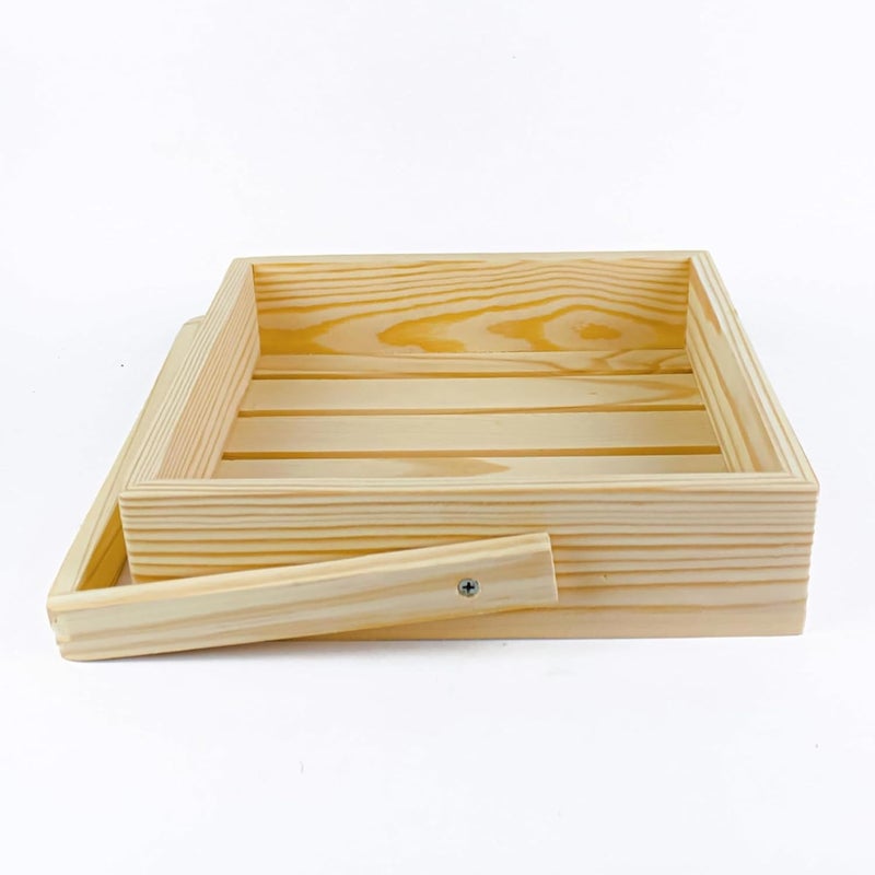 Timberz Wooden Gifting Basket With Handle Wooden Basket for Gift Hamper Fancy Handmade Wood Packing Basket Hamper Basket for Weddings Birthdays Special Occasions Square Basket 10x10 In