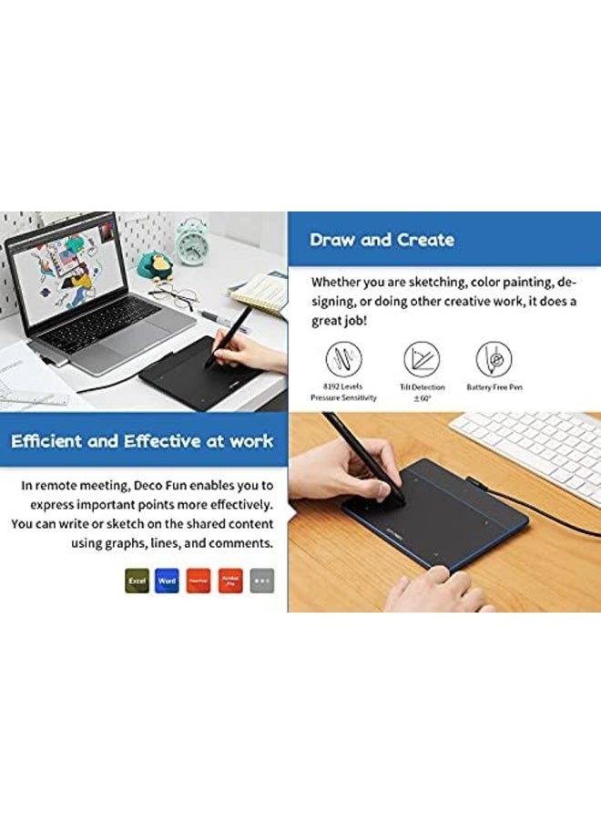 إكس بي-بن تابليت رسم Deco Fun S بمقاس 6×4 بوصة مع قلم بدون بطارية، 8192 مستوى ضغط، ودعم وظيفة الإمالة.  - Image 4