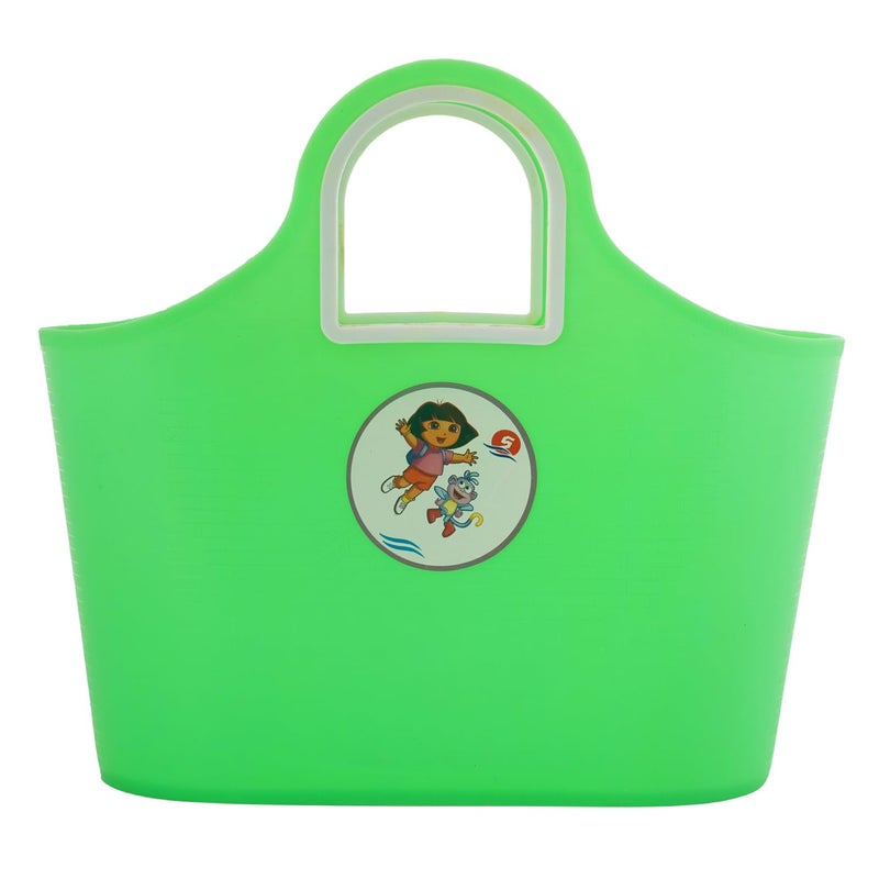 SGNS Sturdy Multipurpose Use Basket - Top Handle Plastic Basket for Shopping, Storage – Plastic Lunch Bag for Kids (Green) - Image 1