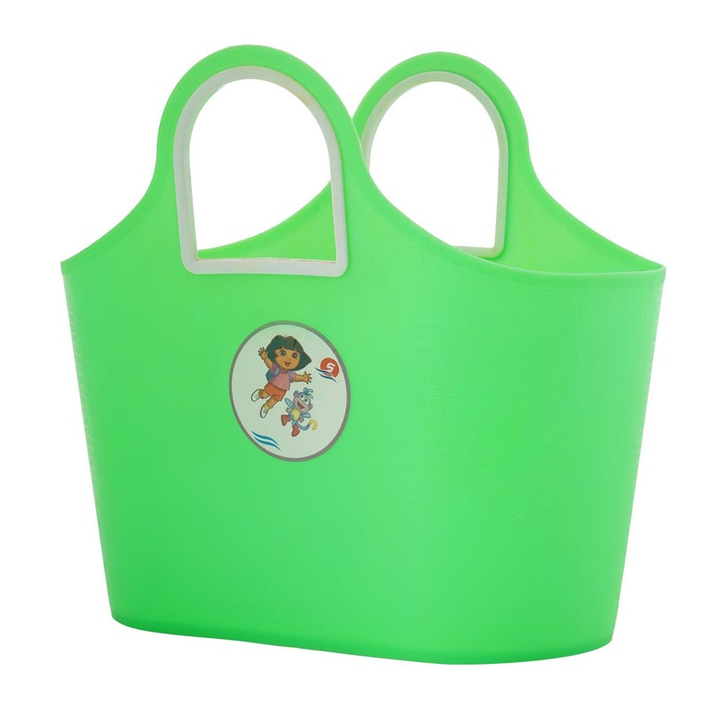 SGNS Sturdy Multipurpose Use Basket - Top Handle Plastic Basket for Shopping, Storage – Plastic Lunch Bag for Kids (Green) - Image 3