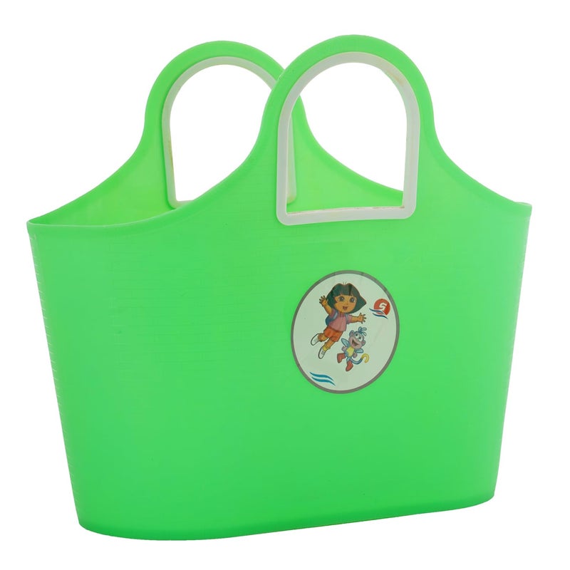 SGNS Sturdy Multipurpose Use Basket - Top Handle Plastic Basket for Shopping, Storage – Plastic Lunch Bag for Kids (Green) - Image 2
