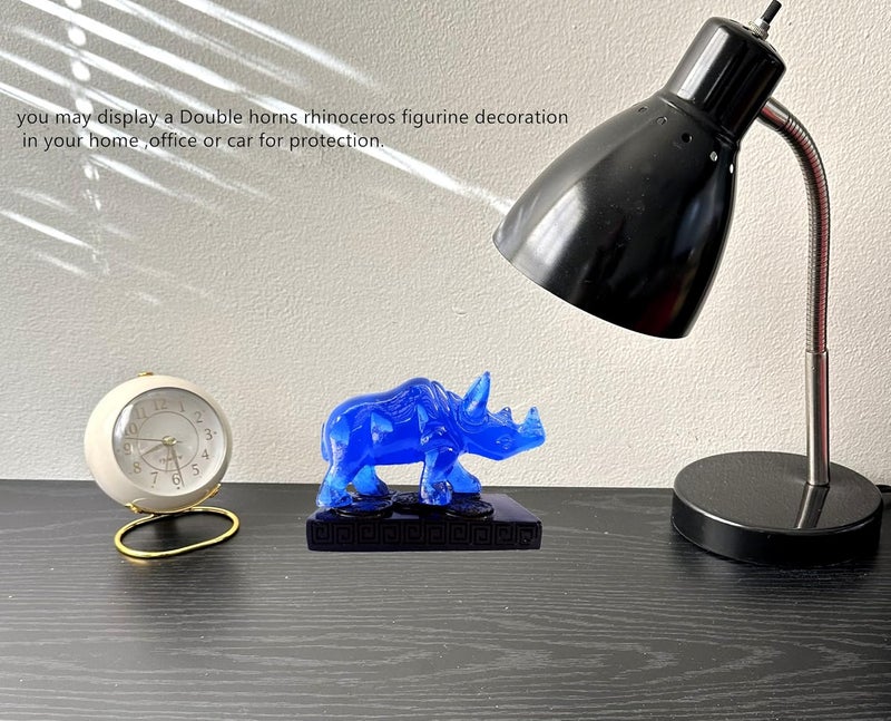 Betterdecor Feng Shui Blue Double Horns Rhinoceros Statue Figurine - Anti Burglary with Gift Bag - Image 4