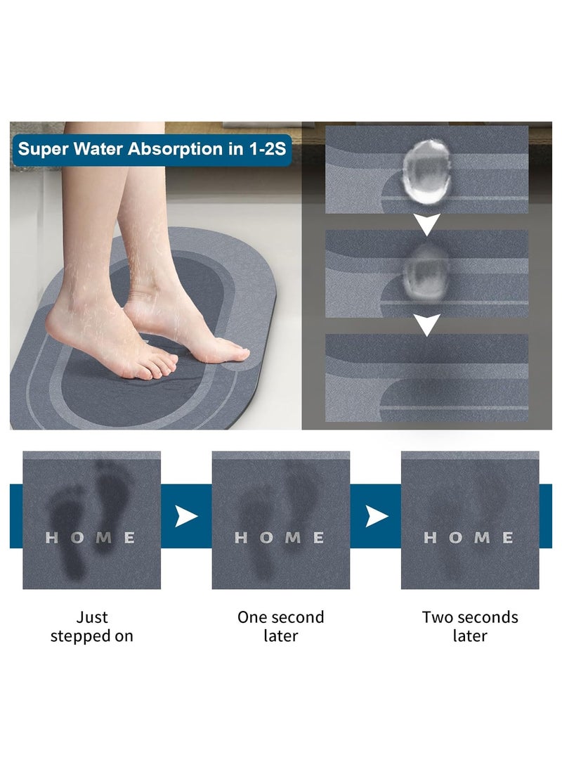 Super Absorbent Non-Slip Bathroom Mat 60*40cm, Blue - Image 3