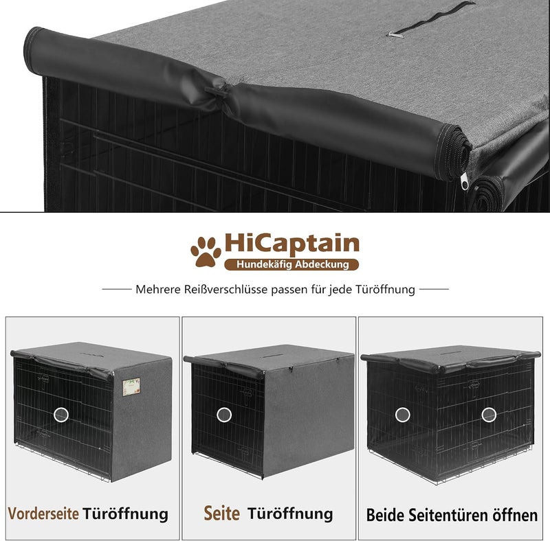 HiCaptain غطاء قفص الكلاب للأقفاص السلكية، غطاء قفص الكلاب، مقاوم للرياح، للاستخدام الداخلي والخارجي (غطاء فقط، 79.2 × 50.8 × 53.3 سم (طول × عرض × ارتفاع)) - Image 5