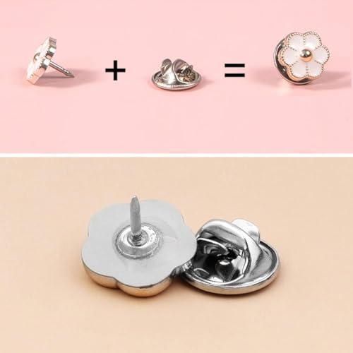 ARLICORPING 20Pcs Women Shirt Brooch Buttons Pearl No Sew Pins Instant Jeans Button Pins Women Shirt Safety (PK_E) - Image 4