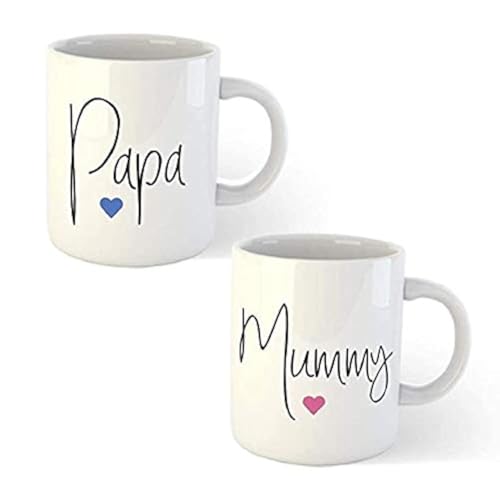 Days Anniversary Gift For Mom And Dad Coffee Mugs Set - 2 Papa And Mummy Quotes Printed White Ceramic Mug Cup Best Gift For Mother On Birthday/Mother'S (B0965Rwp3R) - 330 Ml - Image 1