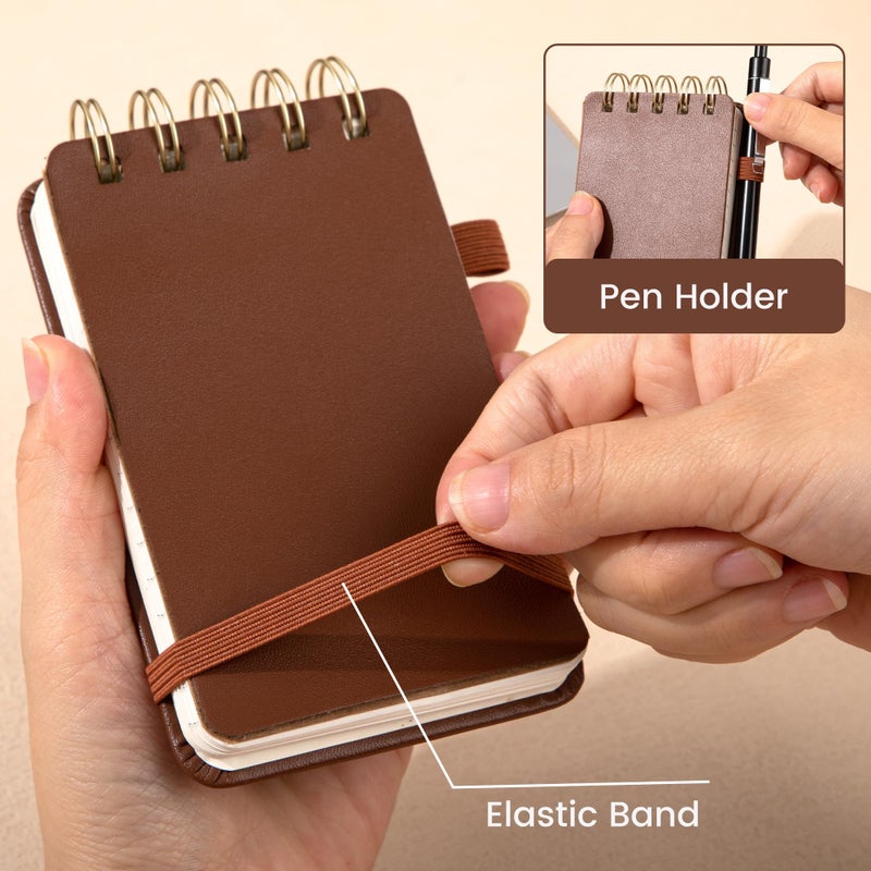 Yoment Small Notebooks 3x5 Leather Pocket Notepad 150 Pages Mini Top Spiral Notebook, 100 GSM Thick Paper, Memo Note Pads for Work School Nursing, Brown - Image 5