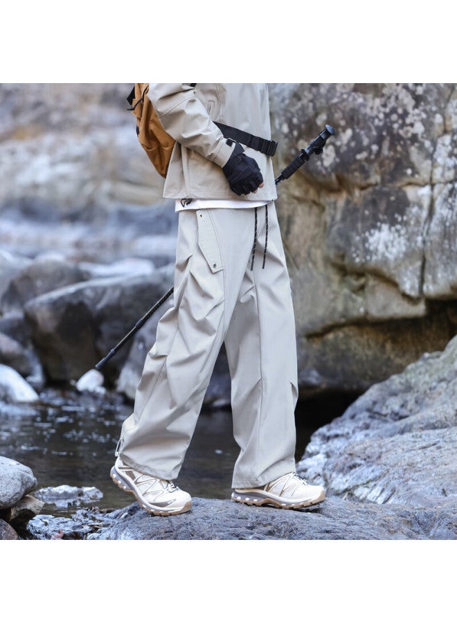 Swamp Area American-style Rivet Hiking Pants For Men, Spring And Autumn Trendy Cargo Pants, Casual Versatile Wrinkled Trousers Ks2503 Light Gray 2XL - Image 3
