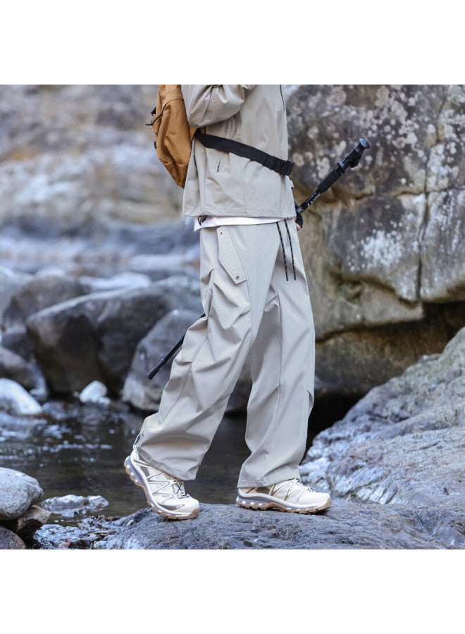 Swamp Area American-style Rivet Hiking Pants For Men, Spring And Autumn Trendy Cargo Pants, Casual Versatile Wrinkled Trousers Ks2503 Light Gray 2XL - Image 4