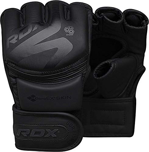 RDX MMA Gloves Premium Real Maya Hide Leather, Mixed Martial Arts Sparring & Grappling Gloves for Training, Fighting Gloves, Fingerless Design, Padded Open D-Cut Palm, Mixed Martial Arts Equipment - Image 3