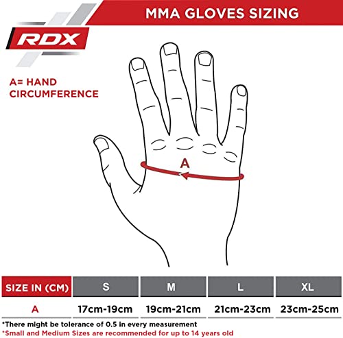 RDX MMA Gloves Premium Real Maya Hide Leather, Mixed Martial Arts Sparring & Grappling Gloves for Training, Fighting Gloves, Fingerless Design, Padded Open D-Cut Palm, Mixed Martial Arts Equipment - Image 2
