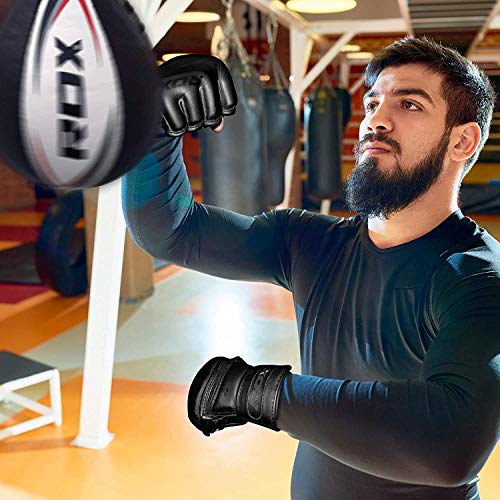 RDX MMA Gloves Premium Real Maya Hide Leather, Mixed Martial Arts Sparring & Grappling Gloves for Training, Fighting Gloves, Fingerless Design, Padded Open D-Cut Palm, Mixed Martial Arts Equipment - Image 5