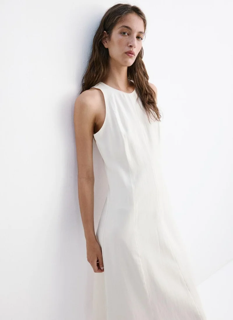Mango off-white A-Line Dress With Seam Detail for Women | Best Price UAE