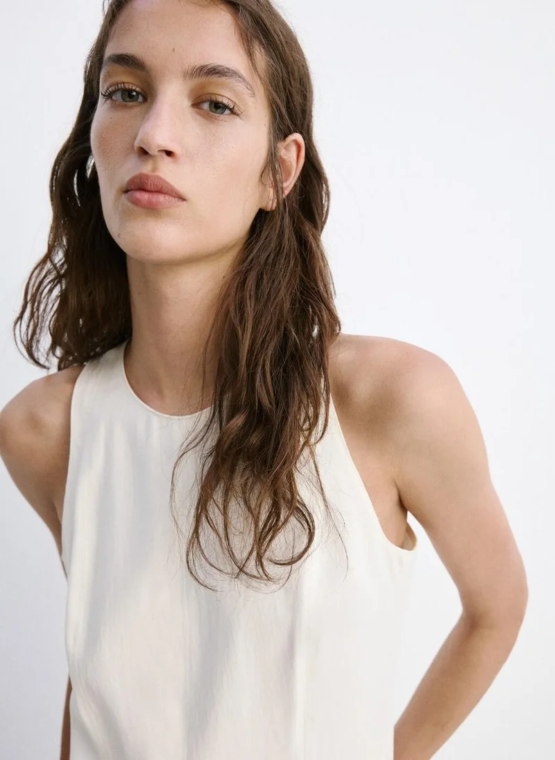 Mango off-white A-Line Dress With Seam Detail for Women | Best Price UAE