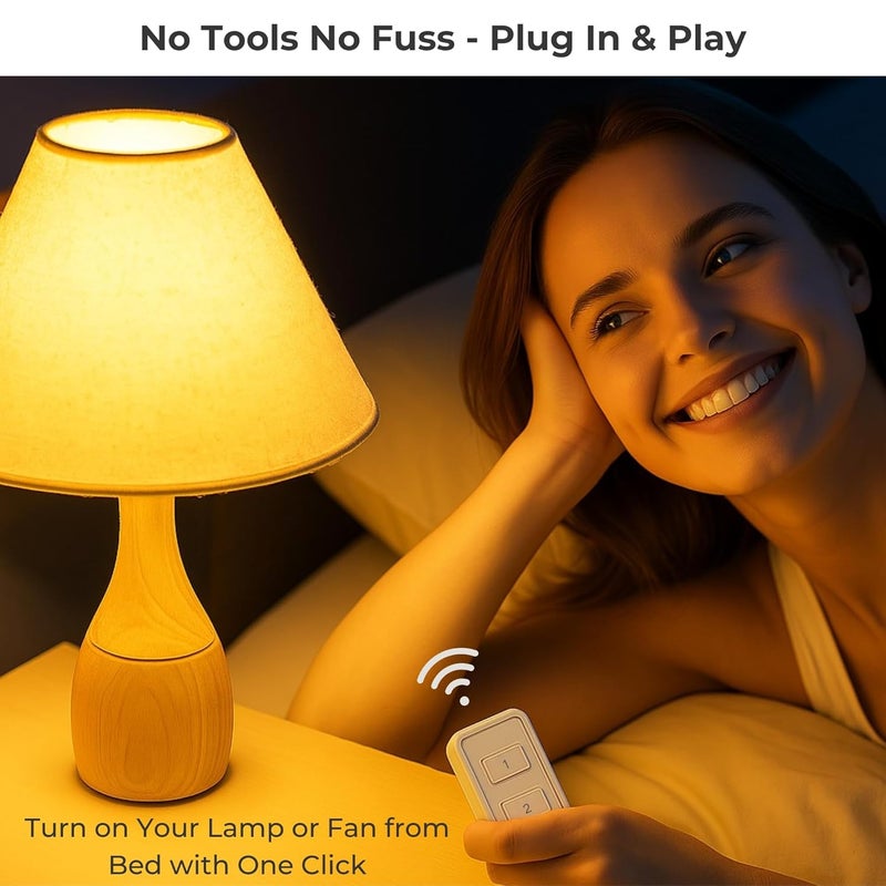 LoraTap Remote Control Outlet, On Off Light Switch with Wall Plate - Wireless Control 2 Plugs from 100ft, No WiFi Needed, Ideal for Lamps, Fans, Small Appliances(1 Remote + 2 Outlets) - Image 2