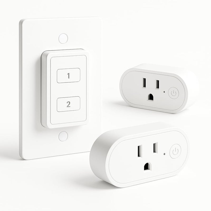LoraTap Remote Control Outlet, On Off Light Switch with Wall Plate - Wireless Control 2 Plugs from 100ft, No WiFi Needed, Ideal for Lamps, Fans, Small Appliances(1 Remote + 2 Outlets) - Image 1