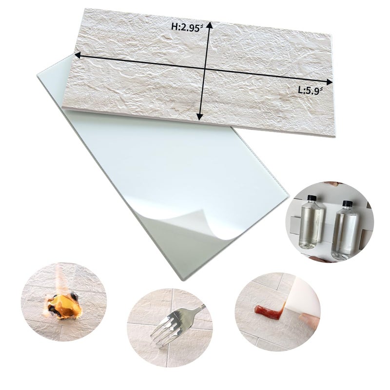 AULIGET 100-Piece Beige Slate Peel and Stick Backsplash Wall Tiles, 3" x 6" PVC Faux Stone Stick on Tile for Backsplash Kitchen, Bathroom, Laundry Room, Camper, Fireplace - Image 5