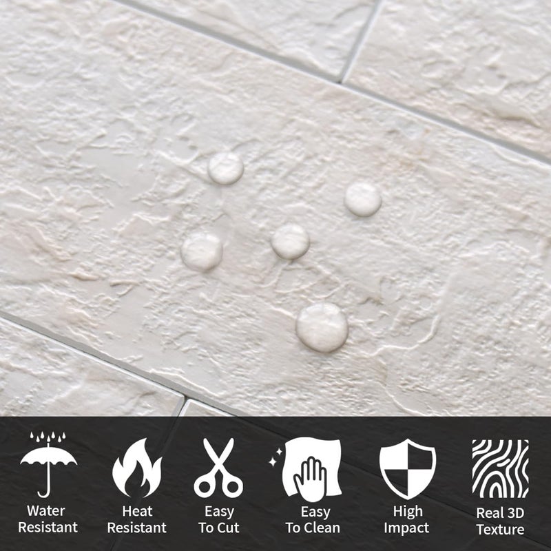 AULIGET 100-Piece Beige Slate Peel and Stick Backsplash Wall Tiles, 3" x 6" PVC Faux Stone Stick on Tile for Backsplash Kitchen, Bathroom, Laundry Room, Camper, Fireplace - Image 3