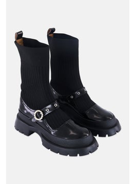 Women Dancey Slip On Ankle Boots, Black