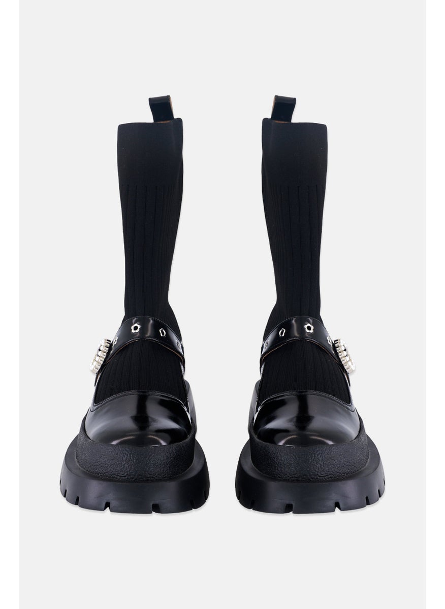 STEVE MADDEN - Women Dancey Slip On Ankle Boots, Black - Image 1