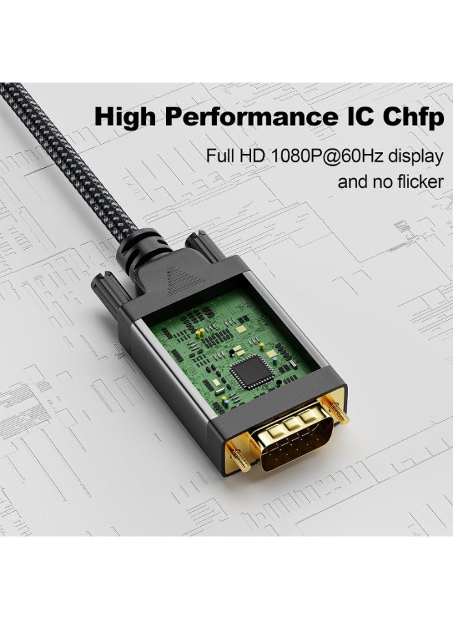 igeekwell DisplayPort to VGA Cable Adapter 6.6 FT |Anti-Interference Gold-Plated Plugs| Aluminum 1080P Display Port DP Source to VGA Monitor Braided Cord (Male to Male) for PC,Dell,HP,Graphics Card，（2M,1PACK） - Image 5