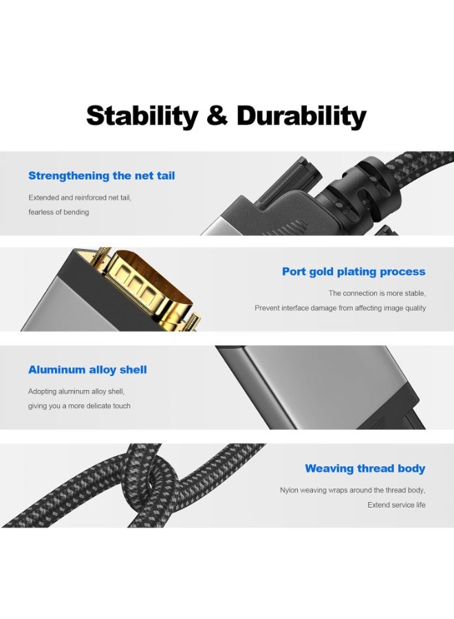 igeekwell DisplayPort to VGA Cable Adapter 6.6 FT |Anti-Interference Gold-Plated Plugs| Aluminum 1080P Display Port DP Source to VGA Monitor Braided Cord (Male to Male) for PC,Dell,HP,Graphics Card，（2M,1PACK） - Image 3