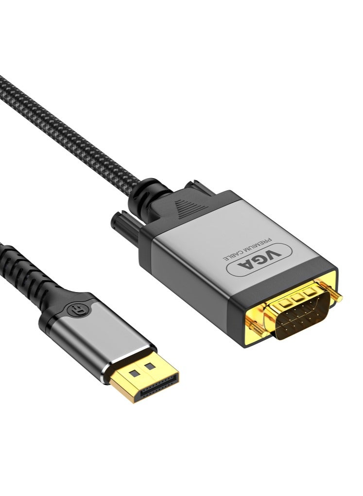 igeekwell DisplayPort to VGA Cable Adapter 6.6 FT |Anti-Interference Gold-Plated Plugs| Aluminum 1080P Display Port DP Source to VGA Monitor Braided Cord (Male to Male) for PC,Dell,HP,Graphics Card，（2M,1PACK） - Image 1