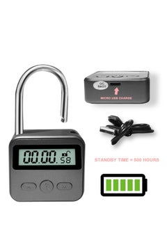 KASTWAVE Metal Time Padlock Multi-Function Timer Lock 99 Hours Max Timing with Electronic LCD Timed Display Micro USB Rechargeable  - Image 3
