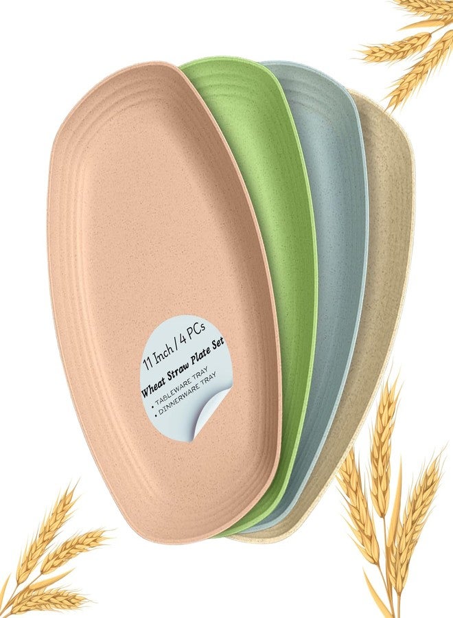MYTHOS Unbreakable Divided Portion Plates,11.4 Inch Dishwasher Safe Tray for Adults, Wheat Straw Home Dinner Plate Feeding Food Training,4Colors for Outdoor Camping Picnic BBQ Beach (Set of 4) - Image 1