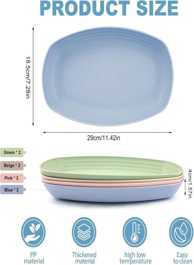 MYTHOS Unbreakable Divided Portion Plates,11.4 Inch Dishwasher Safe Tray for Adults, Wheat Straw Home Dinner Plate Feeding Food Training,4Colors for Outdoor Camping Picnic BBQ Beach (Set of 4) - Image 2