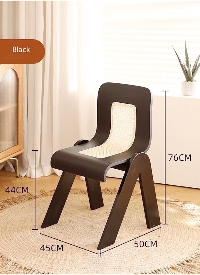 fashionhome - Multipurpose Use Curve Design Comfortable Solid Wood Dining Chairs Kitchen Chair Breathable Rattan Woven Chair Desk Chair High Backrest Leisure Chair for Restaurant Hotel Bedroom 45x50x76 cm - Image 1