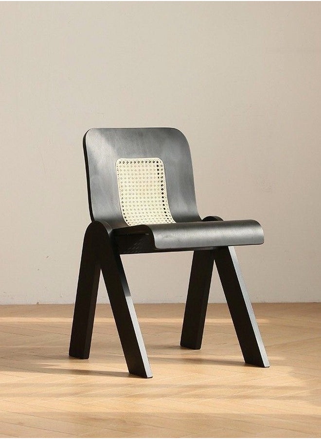 fashionhome - Multipurpose Use Curve Design Comfortable Solid Wood Dining Chairs Kitchen Chair Breathable Rattan Woven Chair Desk Chair High Backrest Leisure Chair for Restaurant Hotel Bedroom 45x50x76 cm - Image 1