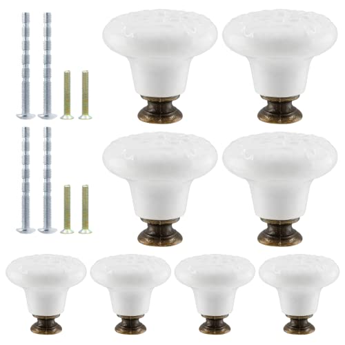 Suiwotin Vintage 8pcs White Ceramic Cabinet Knobs Pulls for Closet Cupboard Furniture - Image 1