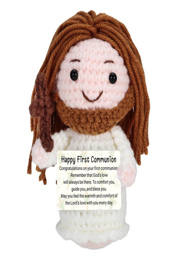 Fleure Esme First Communion Gifts Crochet - Jesus Crochet Doll with First Communion Card - Catholic Holy Communion Favors Decorations - Confirmation Baptism Crochet Christian Easter Basket Stuffers - Image 1