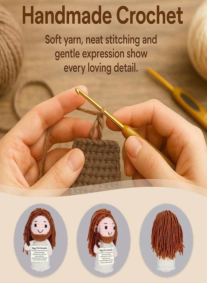 Fleure Esme First Communion Gifts Crochet - Jesus Crochet Doll with First Communion Card - Catholic Holy Communion Favors Decorations - Confirmation Baptism Crochet Christian Easter Basket Stuffers - Image 3