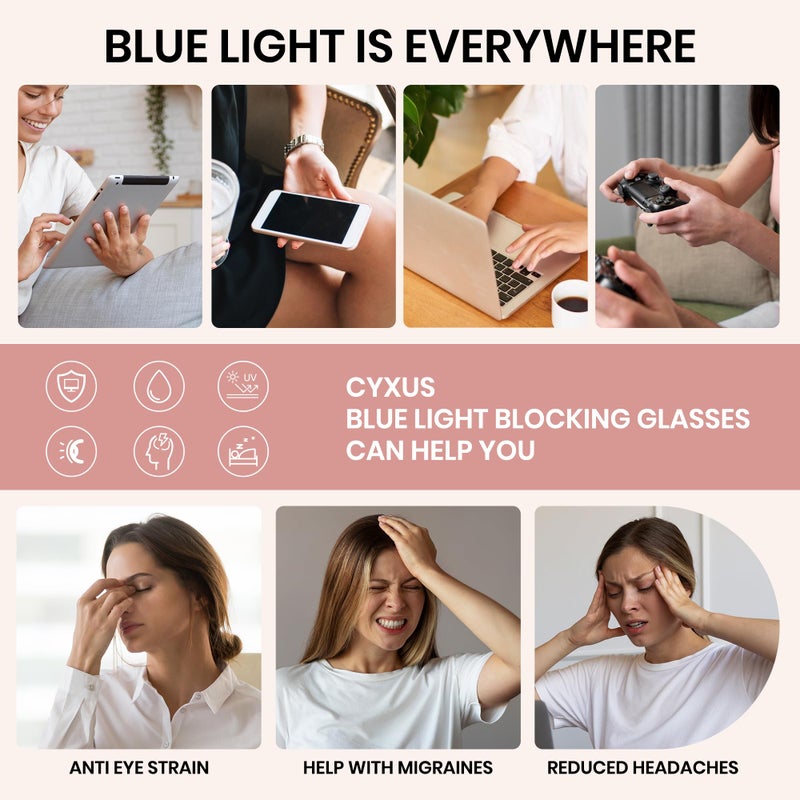 Cyxus Blue Light Glasses for Woman, Stylish Cat Eye Blue Light Blocking Computer Glasses for Working, Laptop and Screen Use - Image 3