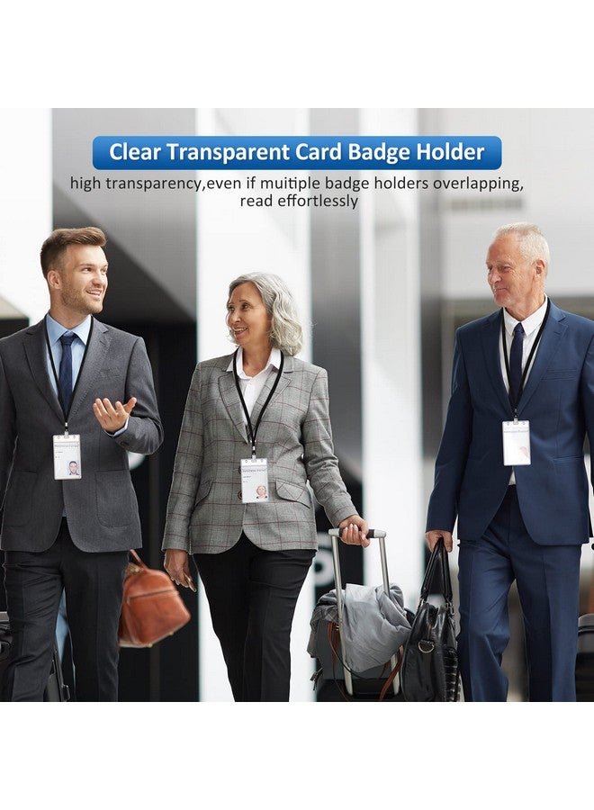 مارسبارك 200 قطعة من حبال الهوية وشارات الهوية وشارات الاسم وعلامات الاسم وشرائط الرقبة المسطحة مع مشبك مقاوم للماء من البلاستيك الشفاف القابل للإغلاق وحاملي بطاقات الهوية (أسود) - Image 5