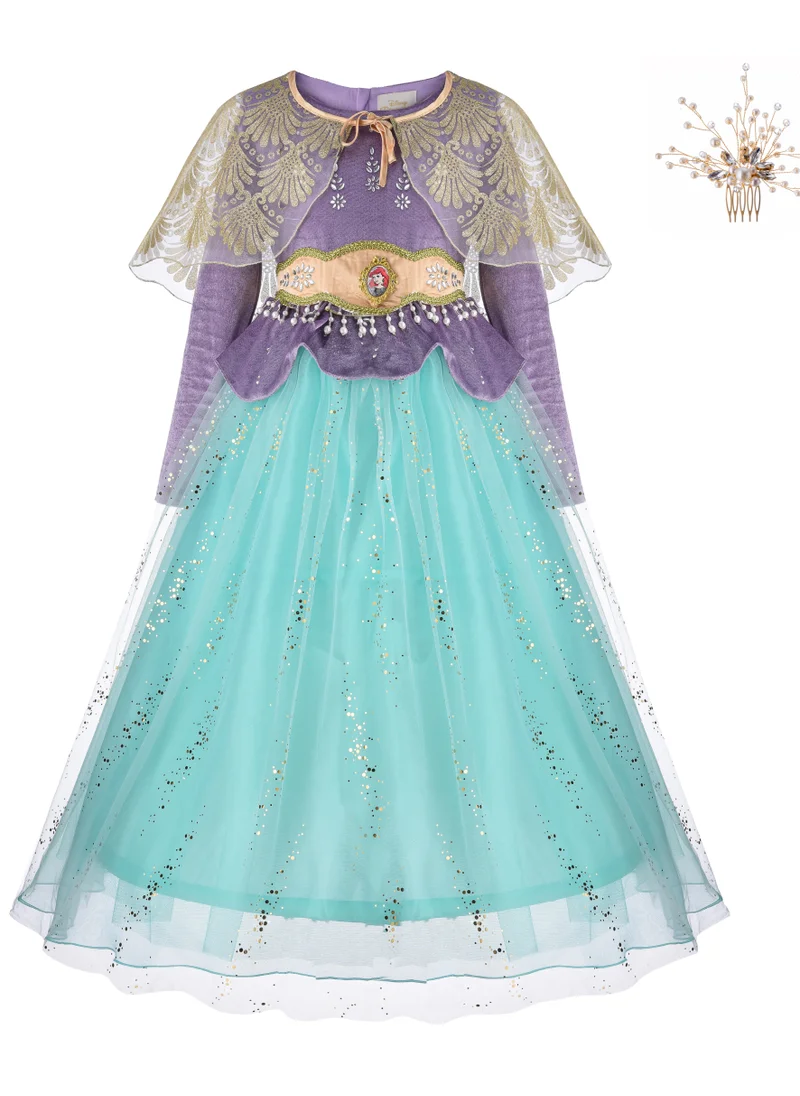 بارتي سينتر Officially Licensed Disney Golden Princess Ariel Prestige Dress Up Costume with Headpiece