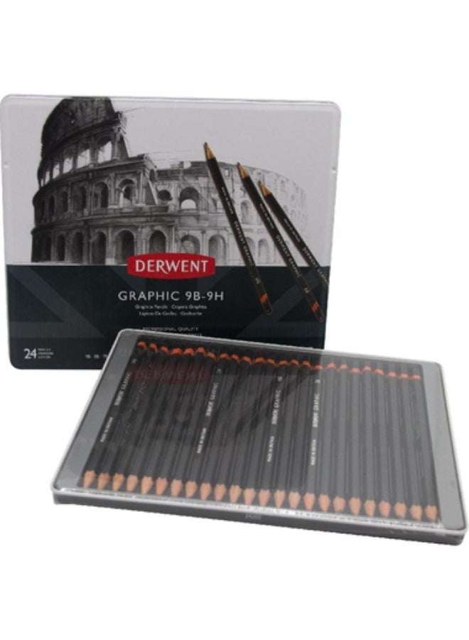 Derwent 24 Graphic Sketch Pencil Set 9H-9B24 Pieces - Image 1