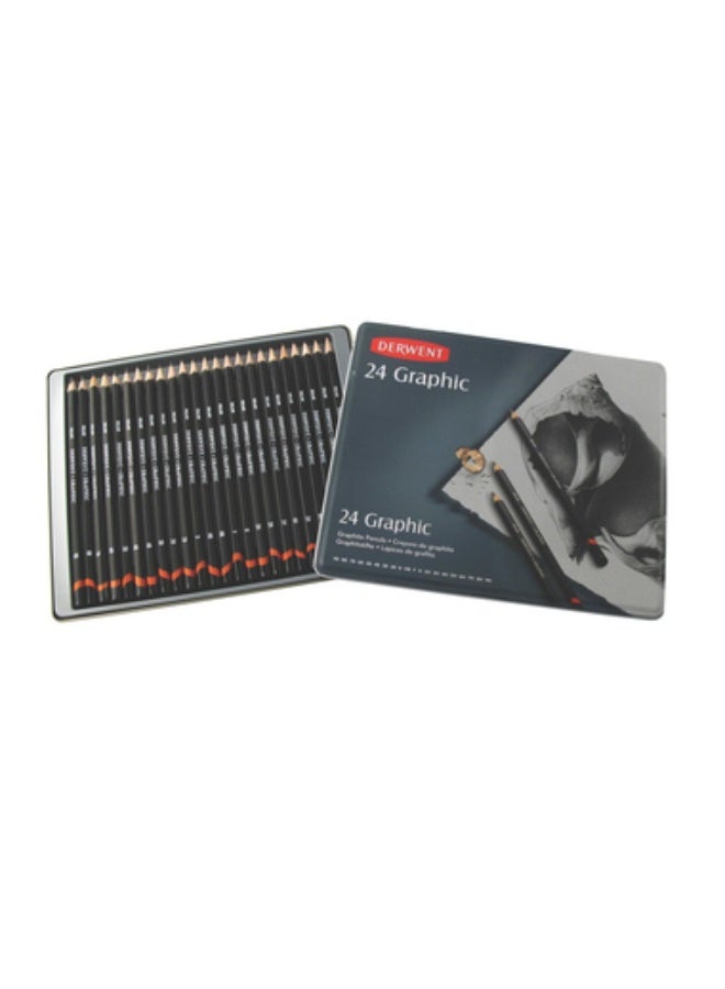 Derwent 24 Graphic Sketch Pencil Set 9H-9B24 Pieces - Image 2
