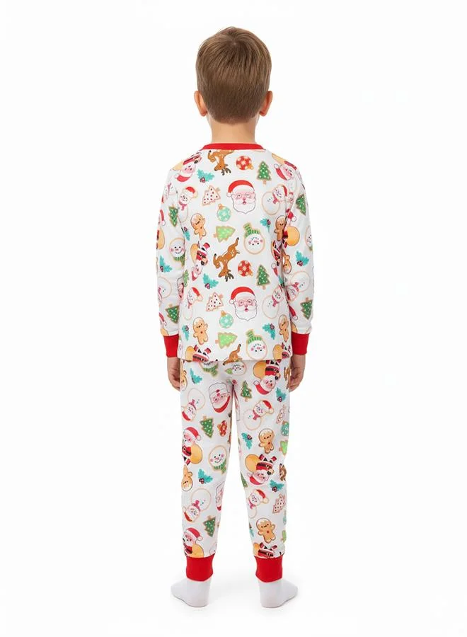 babyqlo Unisex White Christmas Icons Glow Pajama Set