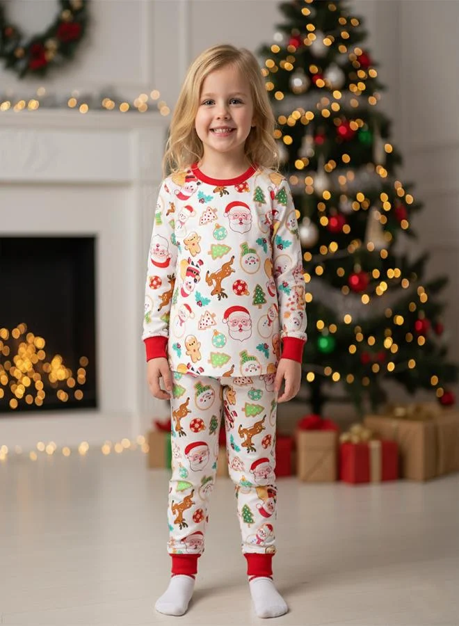 babyqlo Unisex White Christmas Icons Glow Pajama Set