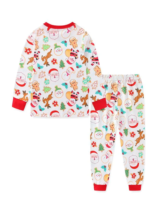 babyqlo Unisex White Christmas Icons Glow Pajama Set